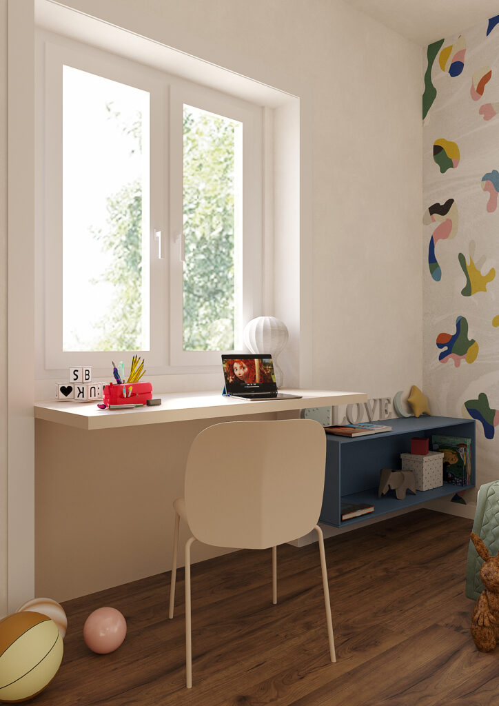 progettazione scrivania cameretta bambino