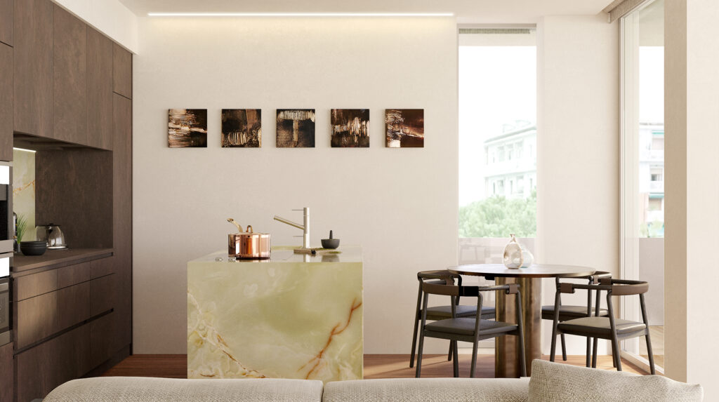 progettazione cucina e living room